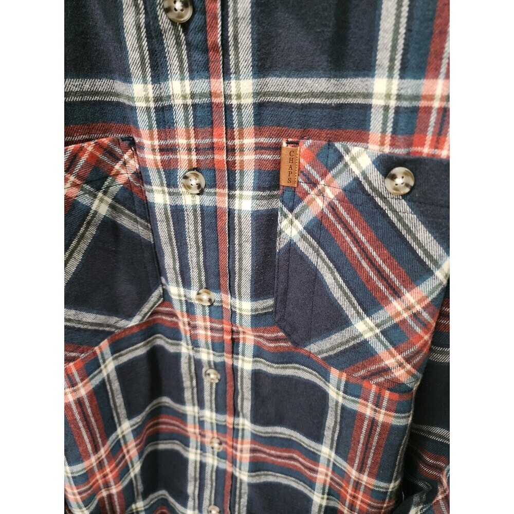 NEW Chaps Corduroy Collar Quilted Plaid Flannel Button Down Shacket Men's Medium - Picture 2 of 8